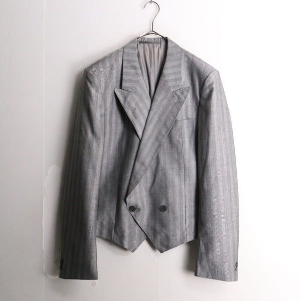 grey stripe design short length tailored jacket