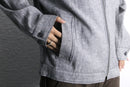 herringbone linen cotton zip-up blouson jacket