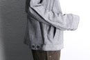 herringbone linen cotton zip-up blouson jacket