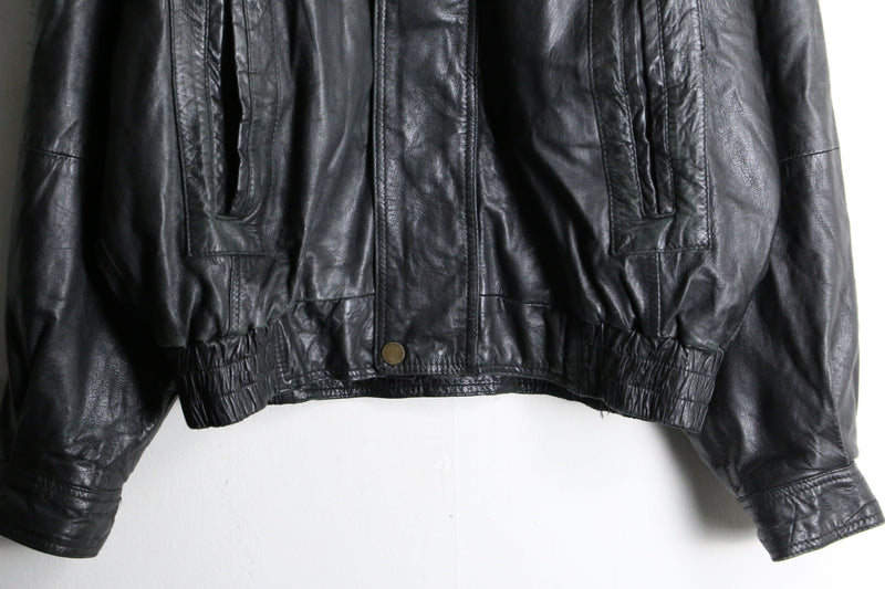 black leather zip up jacket