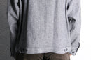 herringbone linen cotton zip-up blouson jacket