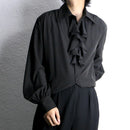 black volume sleeve frill shirt