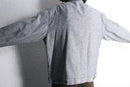 herringbone linen cotton zip-up blouson jacket
