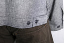 herringbone linen cotton zip-up blouson jacket