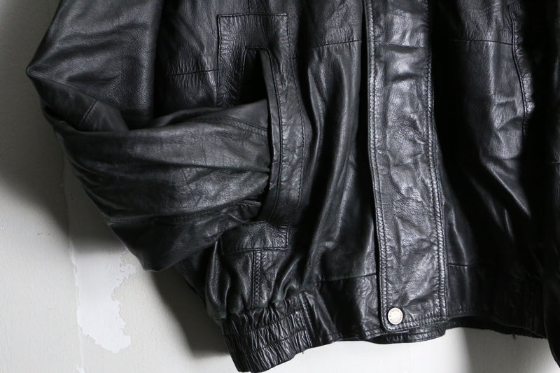 black leather zip up jacket