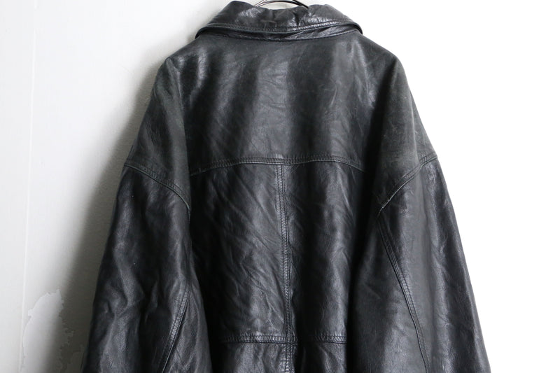 black leather zip up jacket