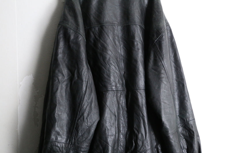 black leather zip up jacket