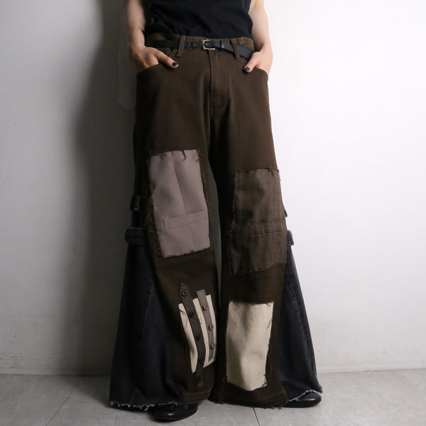 "Re:make" brown × black flare denim