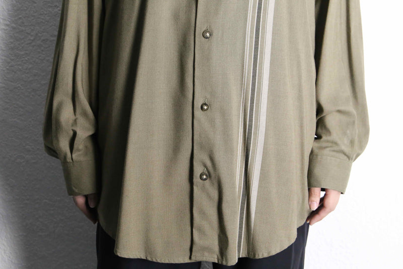 rayon 100% khaki color stripe & border design shirt