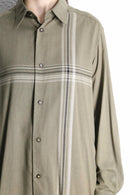 rayon 100% khaki color stripe & border design shirt