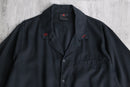 “JORDAN” black open collar shirt