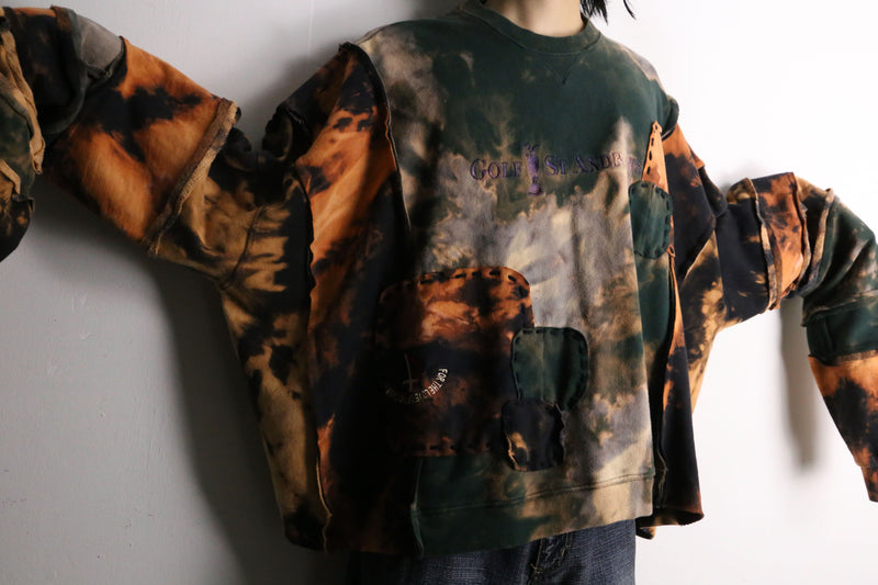 remake "再構築" bleach blanket stitch design docking sweat