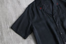 “JORDAN” black open collar shirt