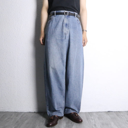 00's "tommy hilfiger" faded light blue wide tapered denim pants