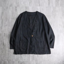 collar less black linen shirt jacket