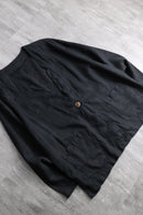 collar less black linen shirt jacket