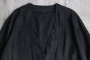 collar less black linen shirt jacket