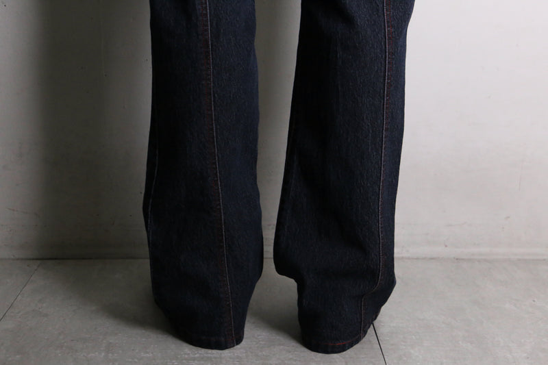 stitch design indigo flare denim