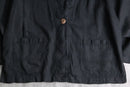 collar less black linen shirt jacket