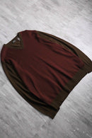 1990s Neiman Marcus herringbone pattern Vneck knit