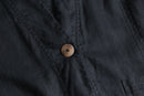 collar less black linen shirt jacket