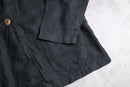 collar less black linen shirt jacket