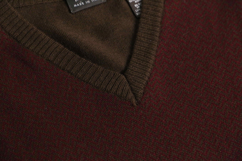 1990s Neiman Marcus herringbone pattern Vneck knit