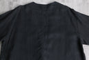 collar less black linen shirt jacket