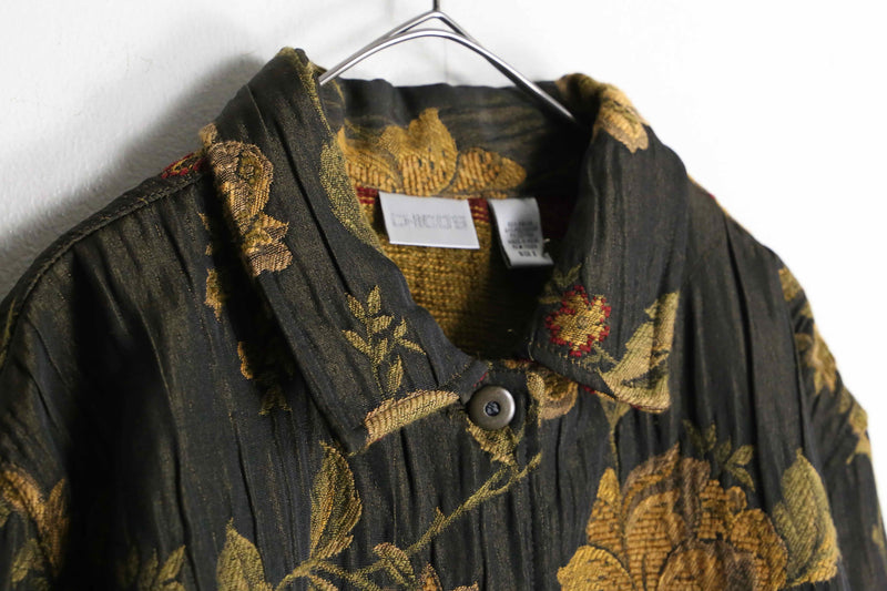 “Chico’s” brown base button up botanical jacket