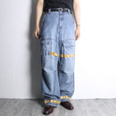 90's "MARITHÉ + FRANÇOIS GIRBAUD" mustard yellow velcro strap wide baggy shuttle denim pants