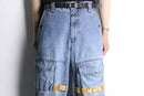90's "MARITHÉ + FRANÇOIS GIRBAUD" mustard yellow velcro strap wide baggy shuttle denim pants