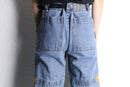 90's "MARITHÉ + FRANÇOIS GIRBAUD" mustard yellow velcro strap wide baggy shuttle denim pants