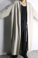 linen 100% shawl collar long gown coat