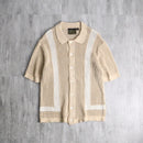 beige cotton low gauge H/S knit shirt