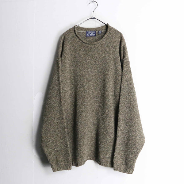 melange brown roll neck loose knit