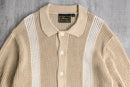 beige cotton low gauge H/S knit shirt
