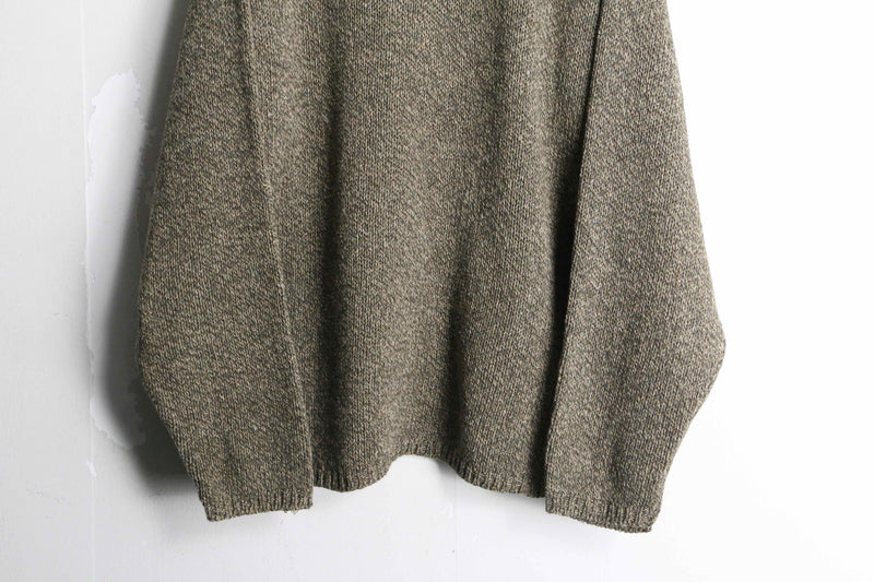 melange brown roll neck loose knit