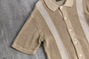 beige cotton low gauge H/S knit shirt