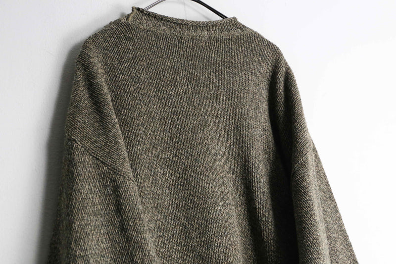 melange brown roll neck loose knit