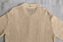beige cotton low gauge H/S knit shirt