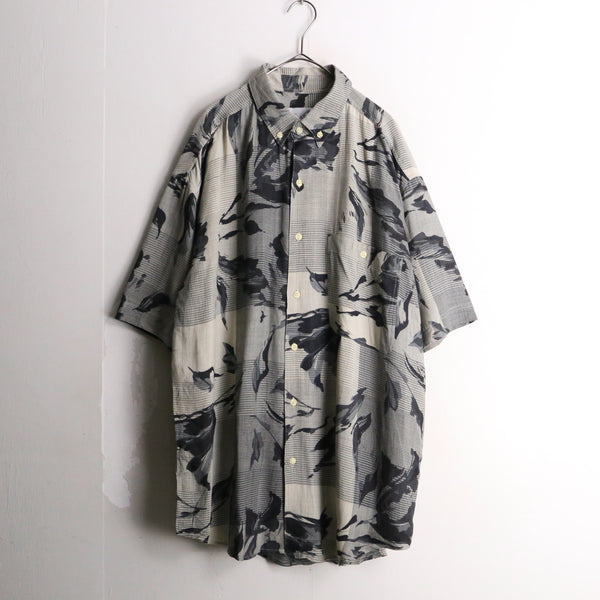 "GOOUCH" all over pattern H/S silk linen shirt