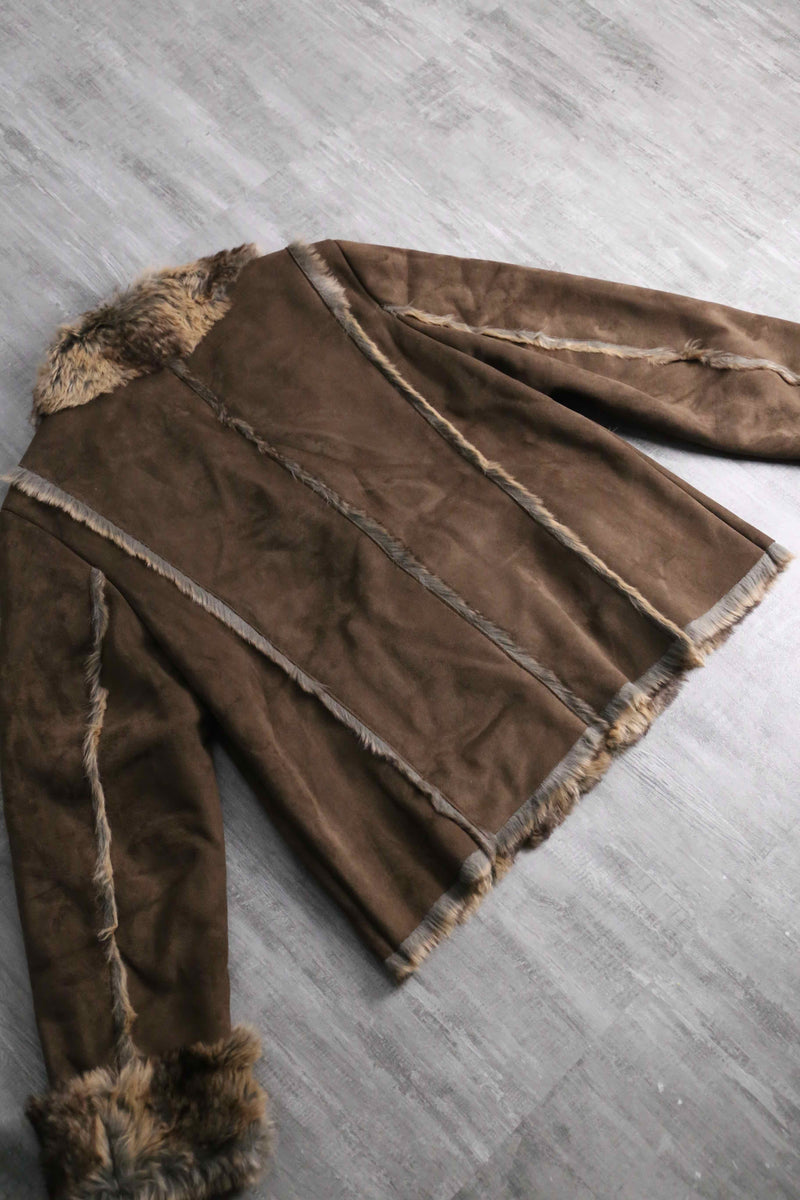 1990-00s faux fur mouton jacket