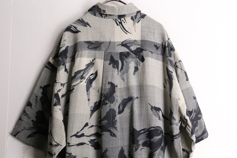 "GOOUCH" all over pattern H/S silk linen shirt