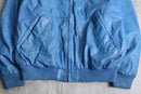 light blue real leather blouson