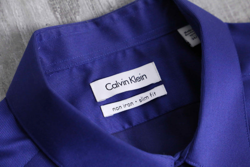 “Calvin Klein” shiny blue cotton dress shirt