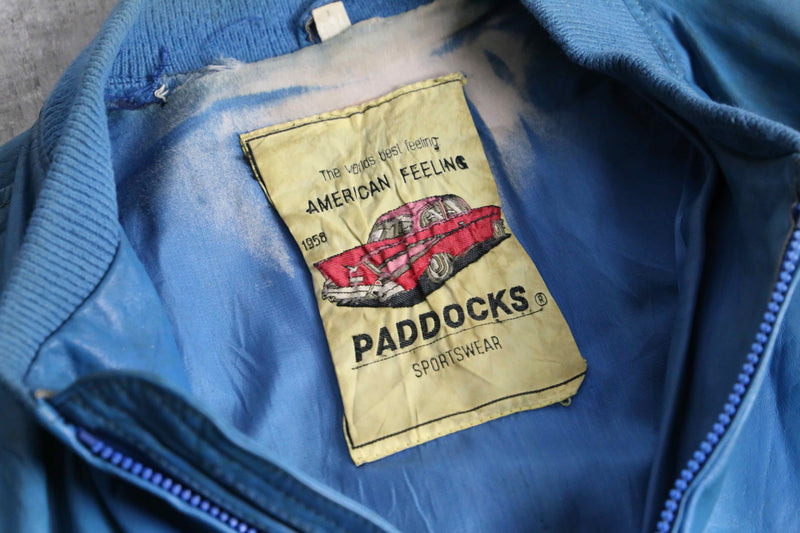 light blue real leather blouson