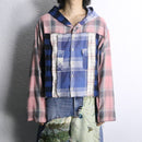 "Re:make" random check shirt hoodie
