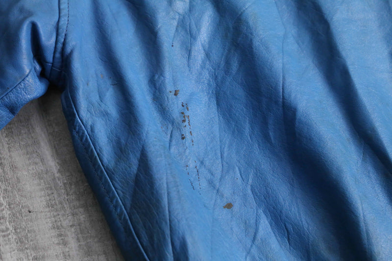 light blue real leather blouson