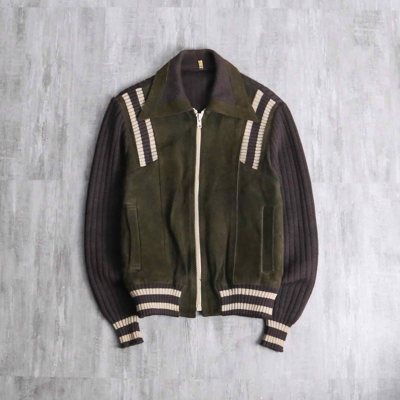 70’s leather × wool switch design jacket
