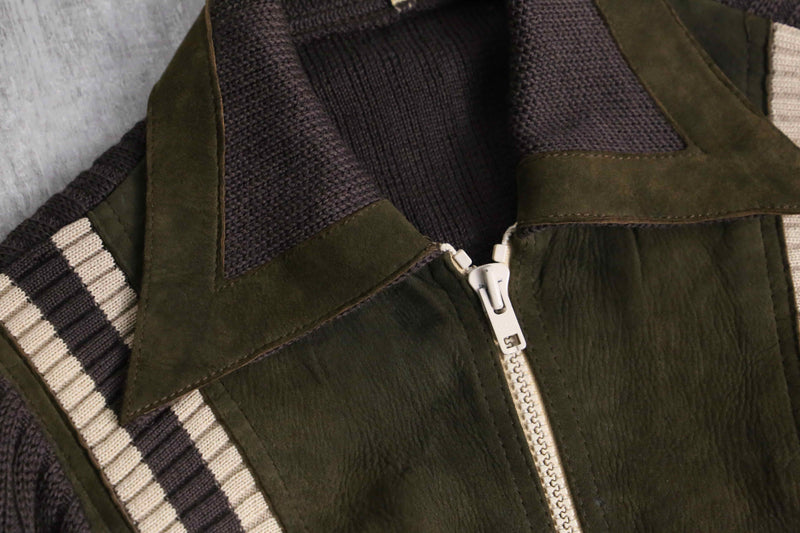 70’s leather × wool switch design jacket